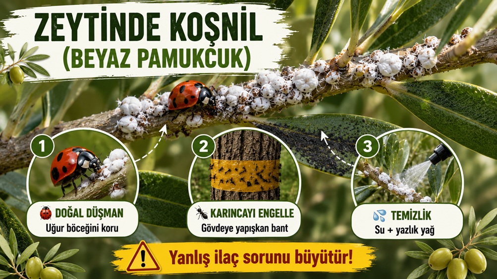 Zeytinde Koşnil (Beyaz Pamukcuk): Doğal Yollarla Mücadele Rehberi